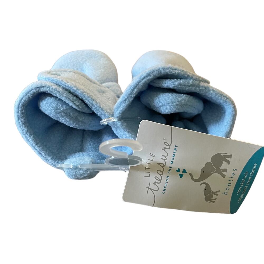Luvable Friends Blue Adjustable Closure Non Skid Booties 0-6 Months - Picture 3 of 3
